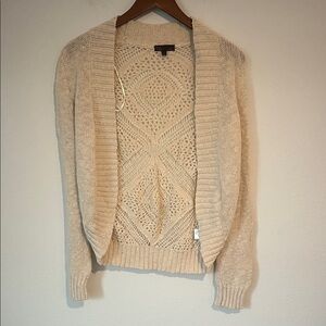 t/o Cream Open Front Cardigan Sweater